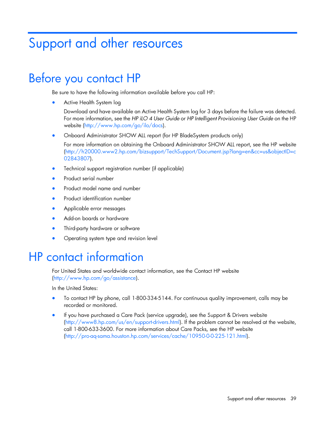 HP R1500 G3 UPS manual Support and other resources, Before you contact HP, HP contact information 