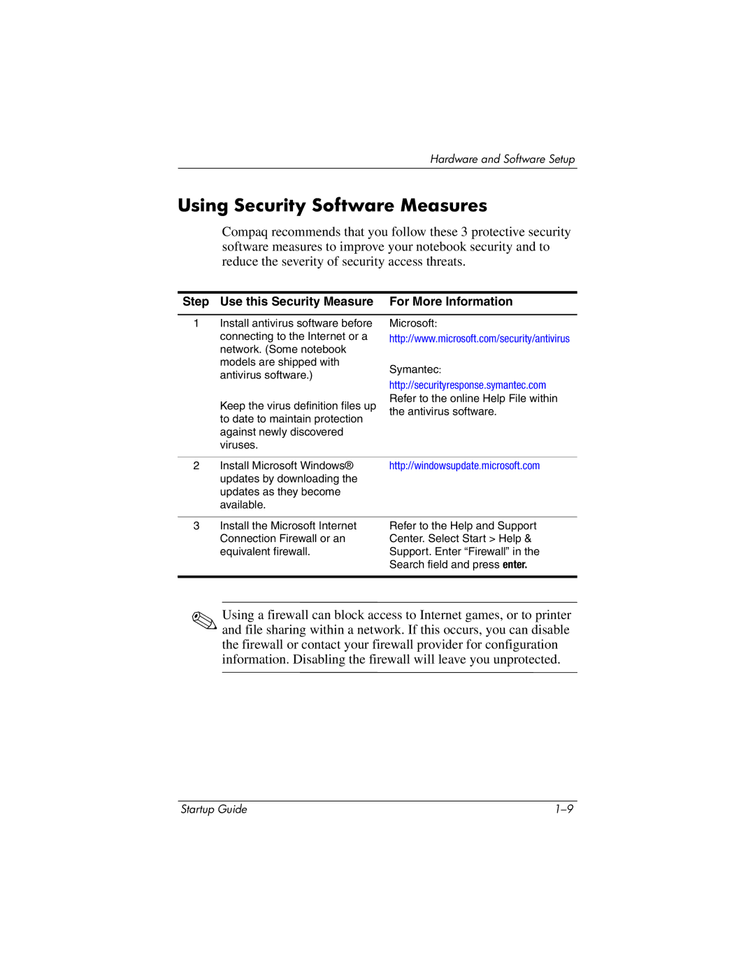 HP R3001US, R3065US, R3070US, R3060US Using Security Software Measures, Step Use this Security Measure For More Information 