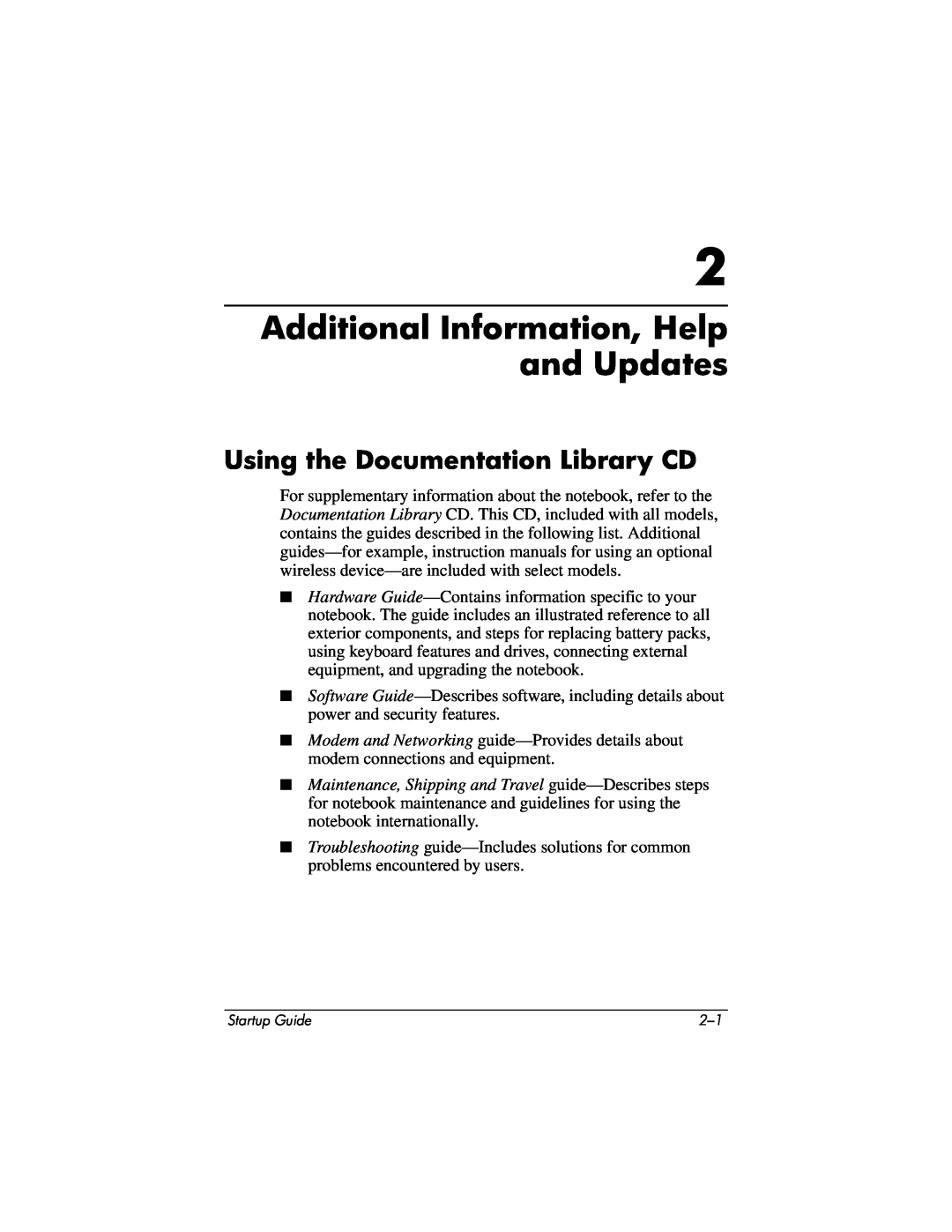 HP R3001AP, R3065US, R3070US, R3060US, R3050US Additional Information, Help and Updates, Using the Documentation Library CD 