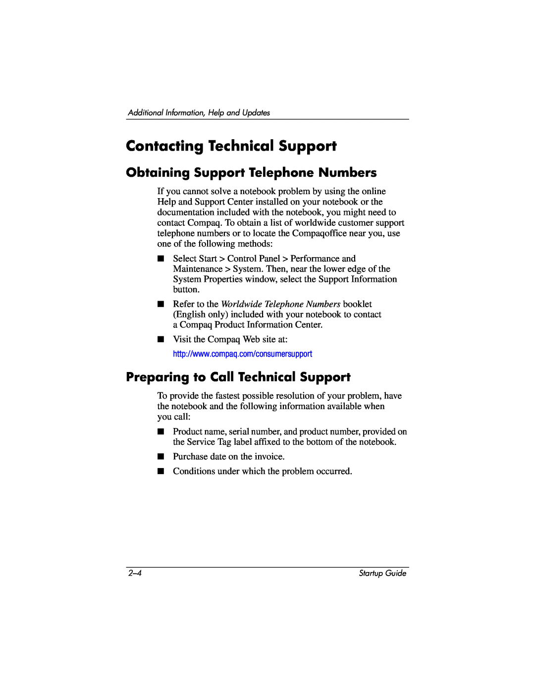 HP R3000 (Intel) Contacting Technical Support, Obtaining Support Telephone Numbers, Preparing to Call Technical Support 
