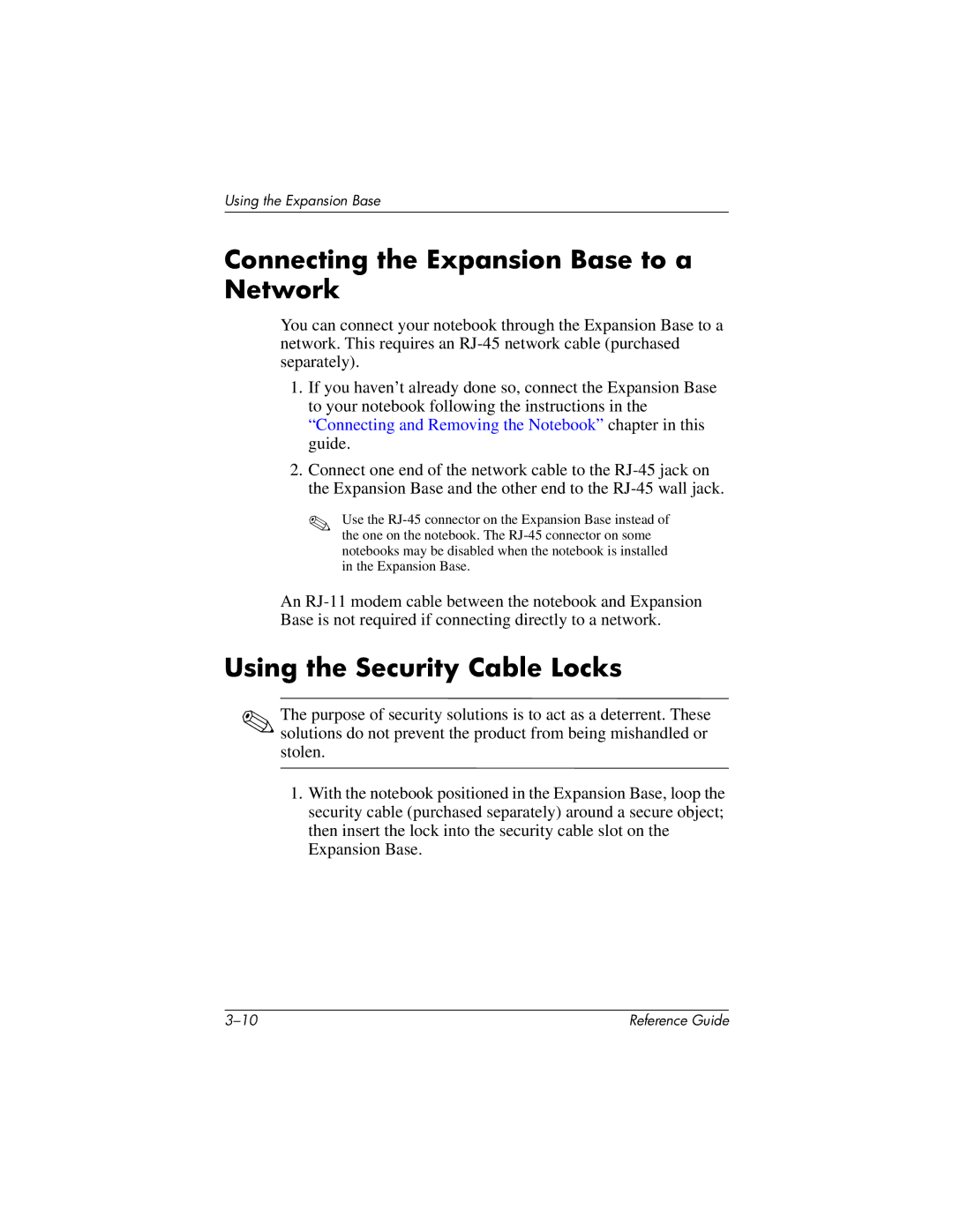 HP R3022AP, R3065US, R3070US, R3060US, R3050US Connecting the Expansion Base to a Network, Using the Security Cable Locks 