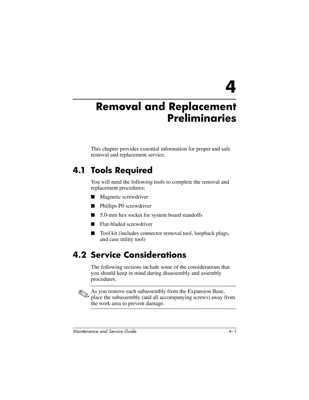 HP R3030US, R3065US, R3070US, R3060US, R3050US Removal and Replacement Preliminaries, Tools Required, Service Considerations 