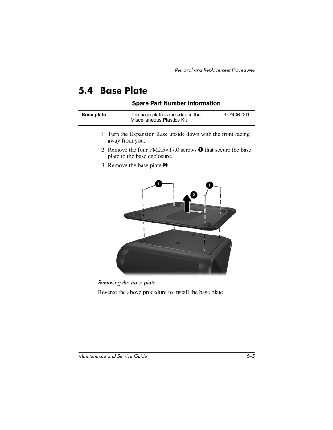 HP R3011AP, R3065US, R3070US, R3060US, R3050US, R3056RS, R3050EA, R3060EA, R3057EA manual Base Plate, Spare Part Number Information 