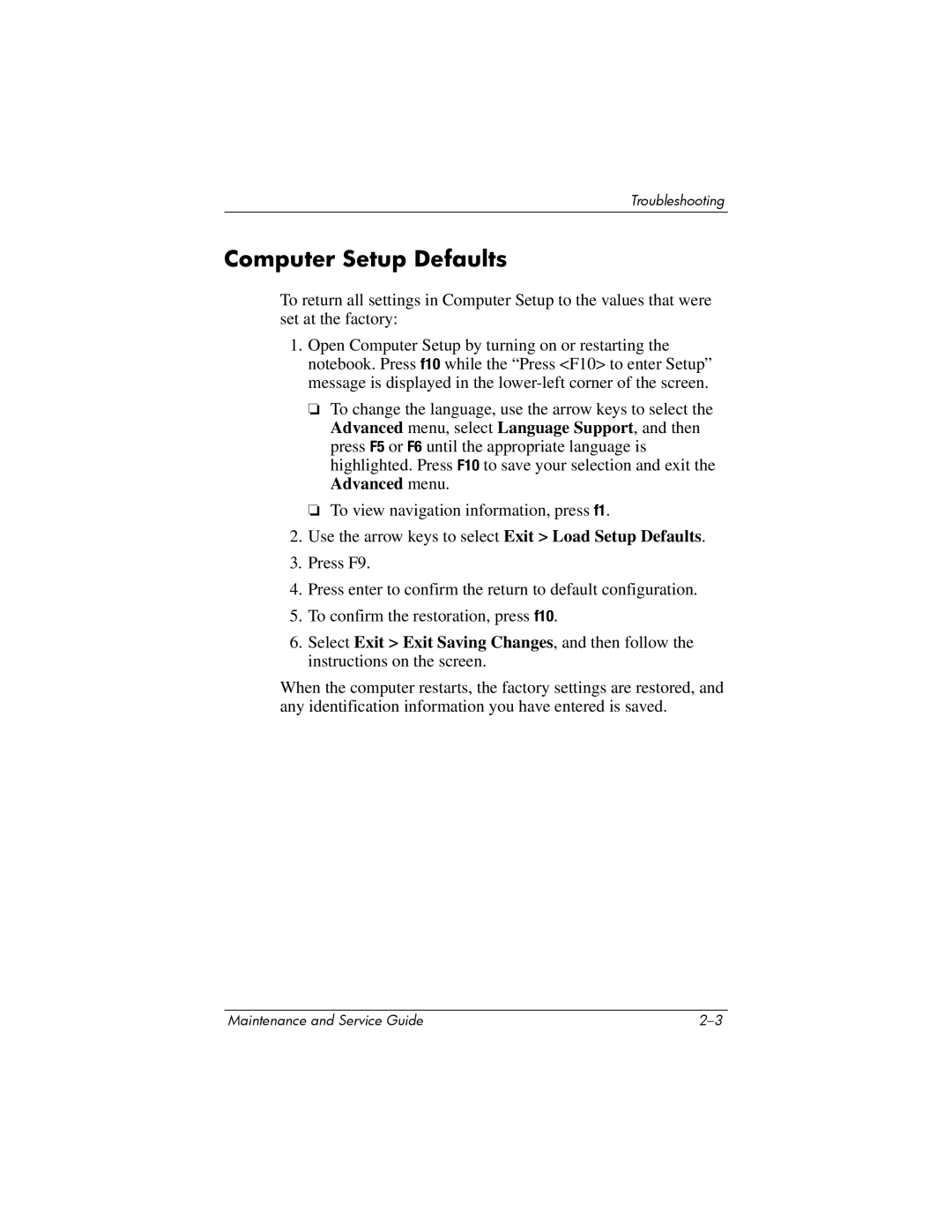 HP R4025US, R4000, R4001XX, R4003XX, R4012US, R4150EA, R4100, R4127US, R4010US manual Computer Setup Defaults 