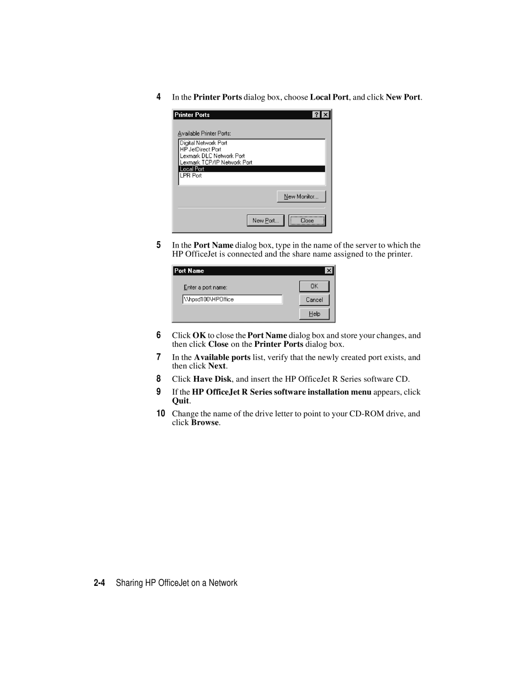 HP r40, r45, r65 manual 4Sharing HP OfficeJet on a Network 