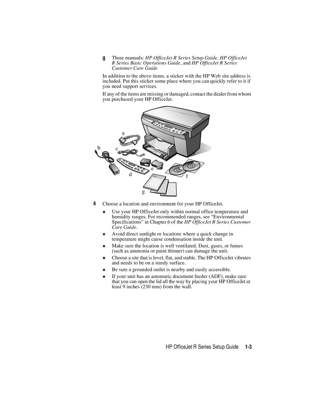 HP r65, r45 manual HP OfficeJet R Series Setup Guide 