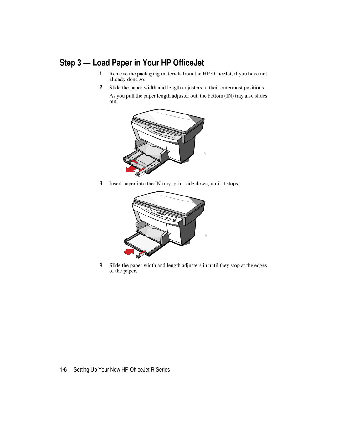 HP r45, r65 manual Load Paper in Your HP OfficeJet, 6Setting Up Your New HP OfficeJet R Series 