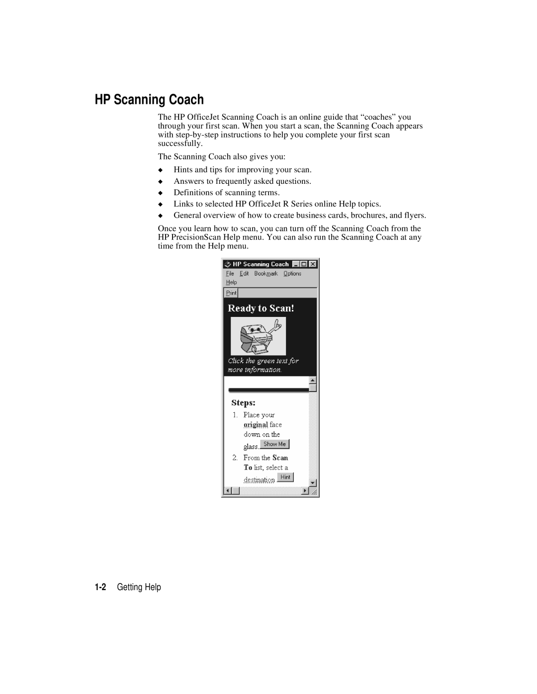 HP r45, r65 manual HP Scanning Coach 