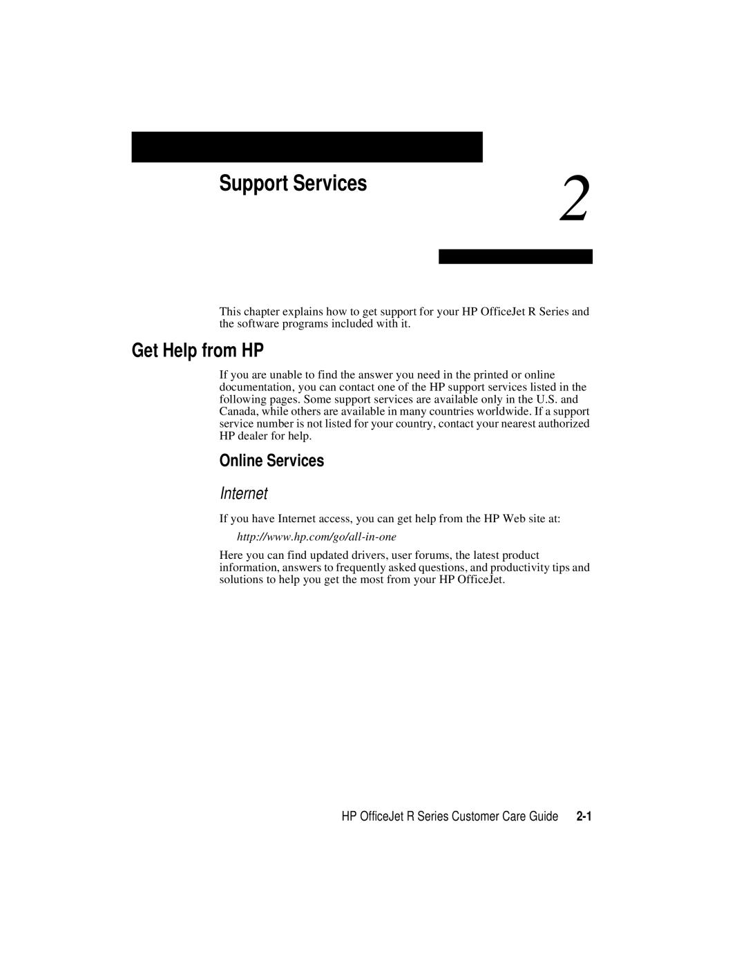 HP r65, r45 manual Support Services, Get Help from HP, Online Services 