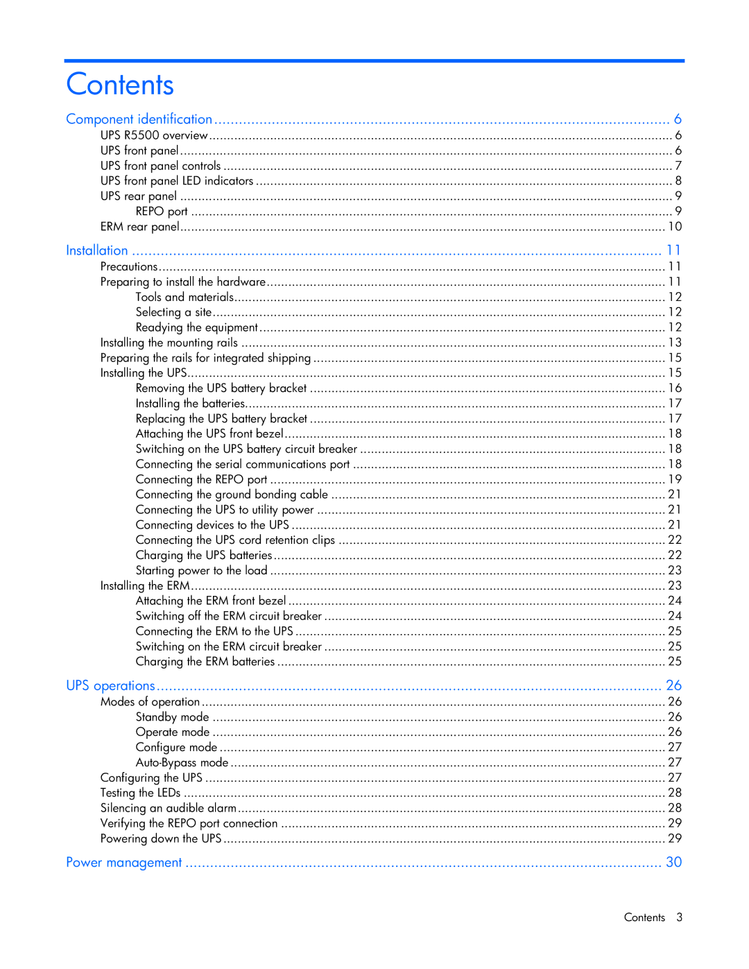 HP R5500 manual Contents 