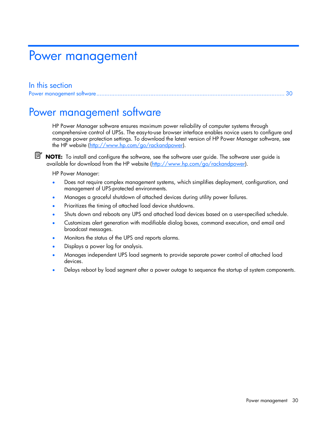 HP R5500 manual Power management software 