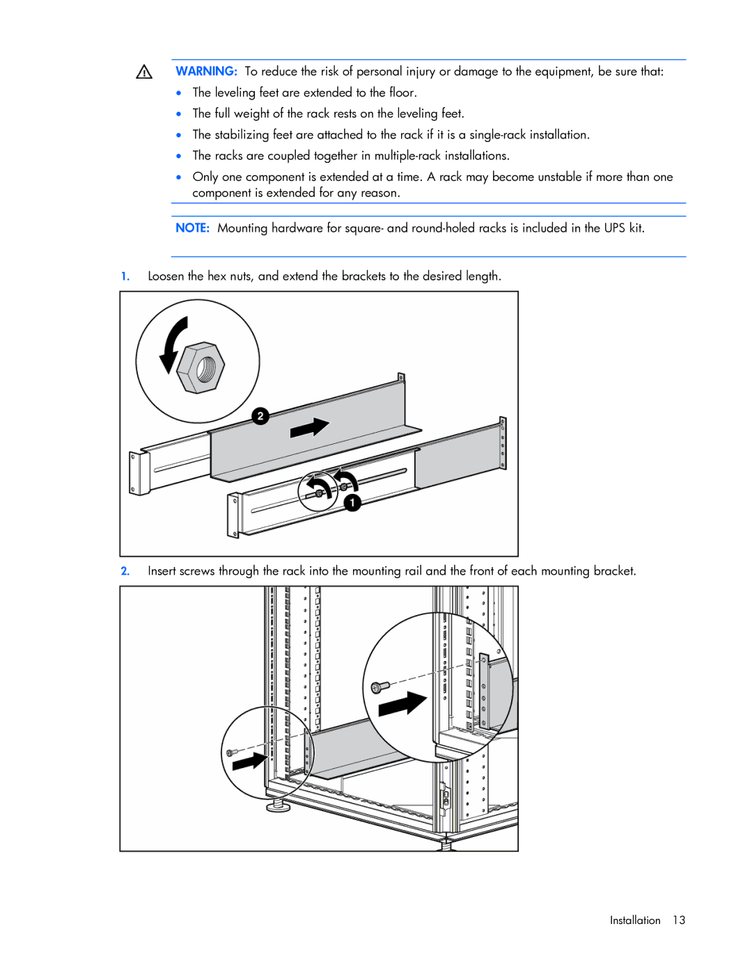 HP R5500 manual Installation 