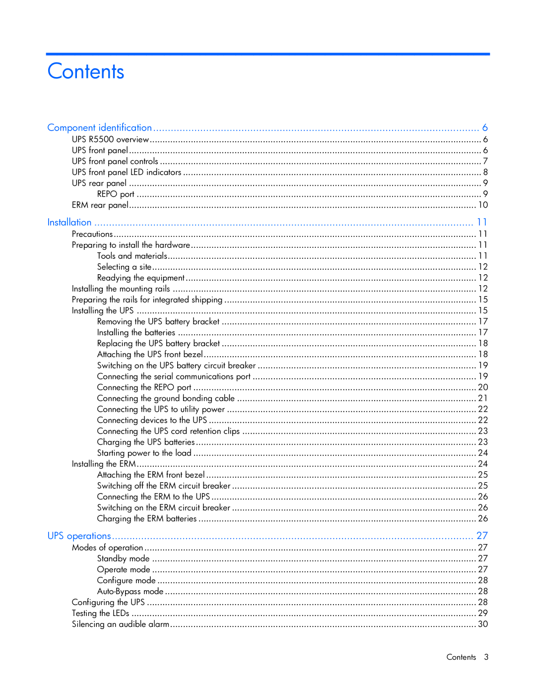 HP R5500 manual Contents 