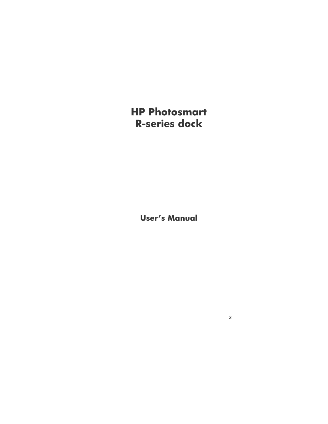 HP R507, R607 manual HP Photosmart Series dock, User’s Manual 