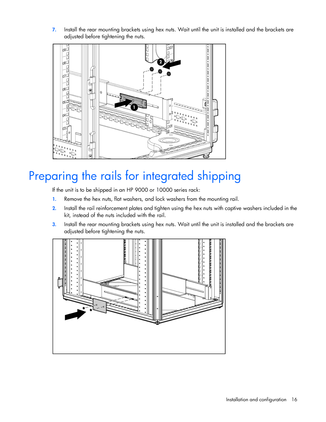 HP R7000 manual Preparing the rails for integrated shipping 