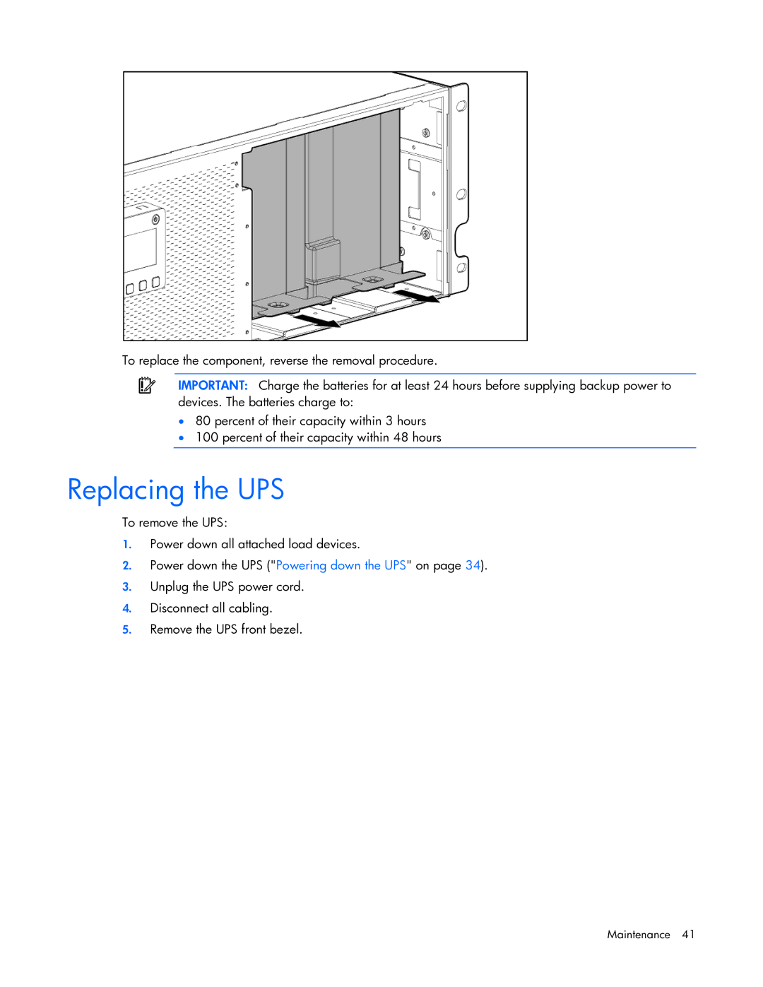 HP R7000 manual Replacing the UPS 