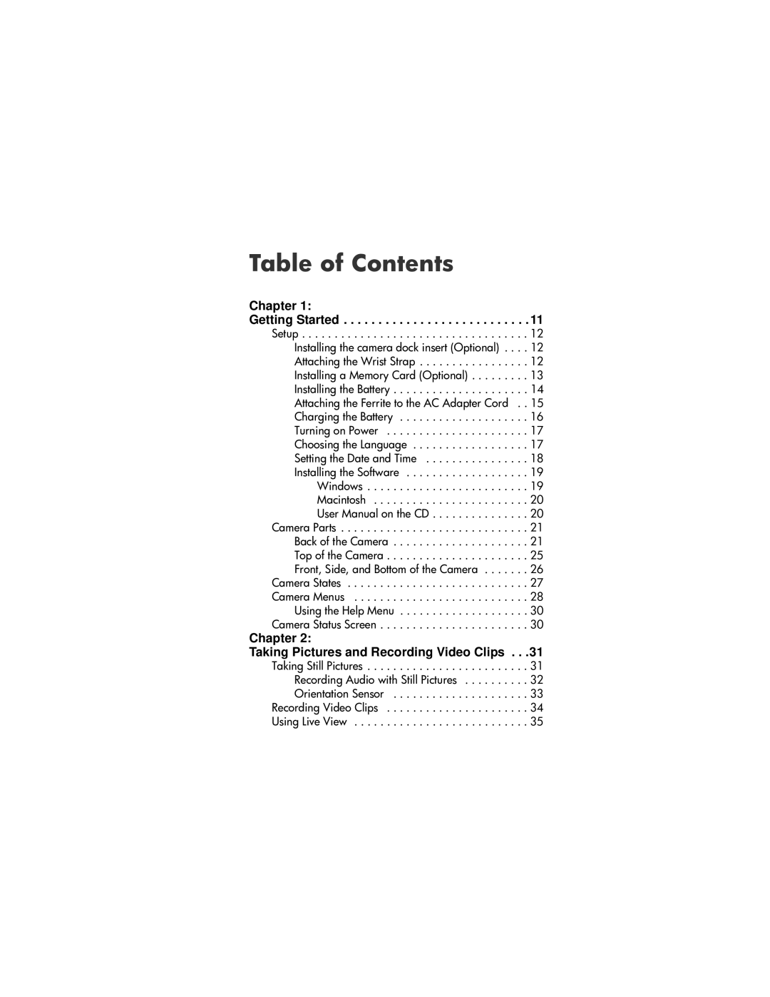 HP R707 manual Table of Contents 