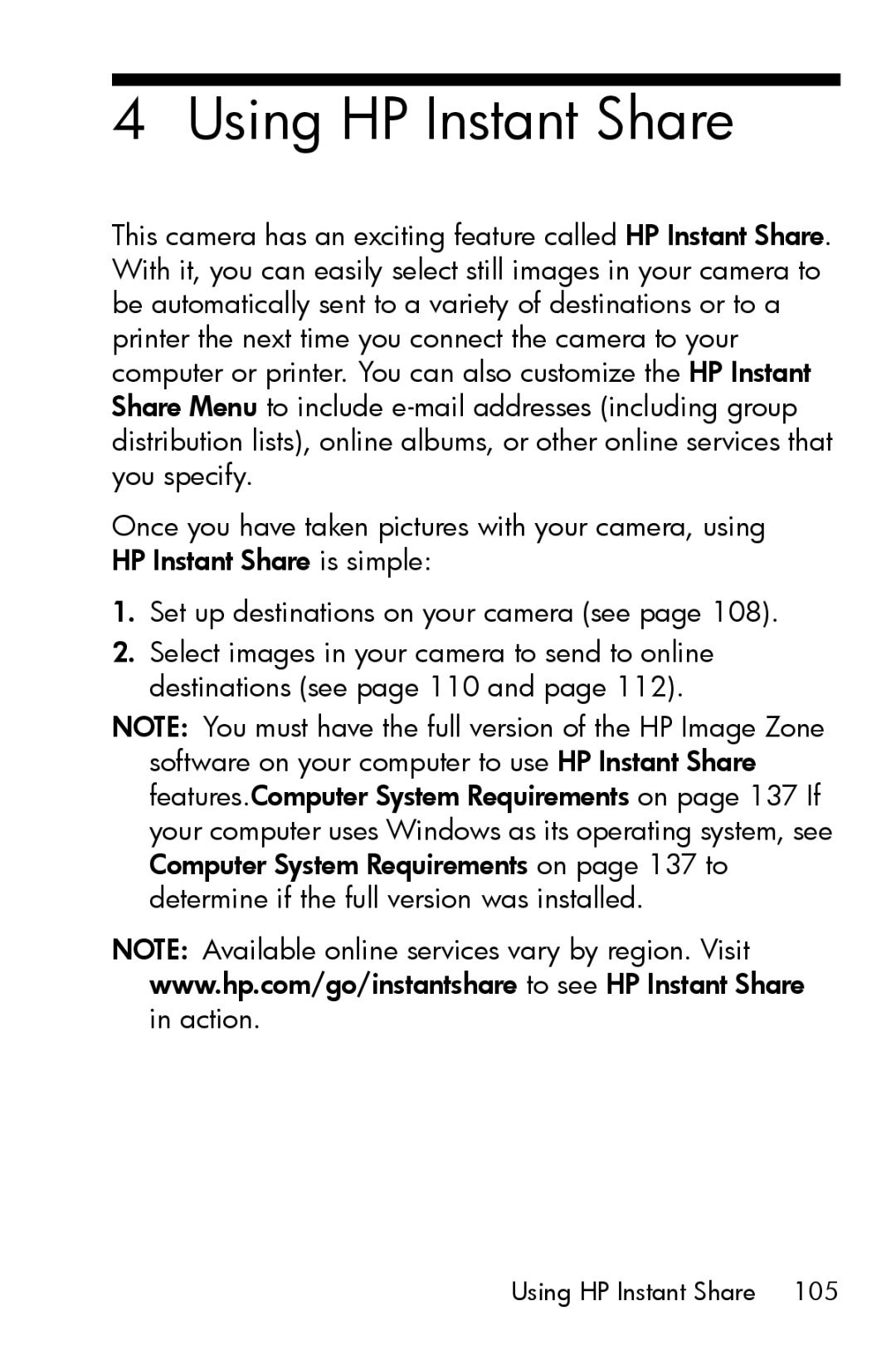 HP R717 manual Using HP Instant Share 