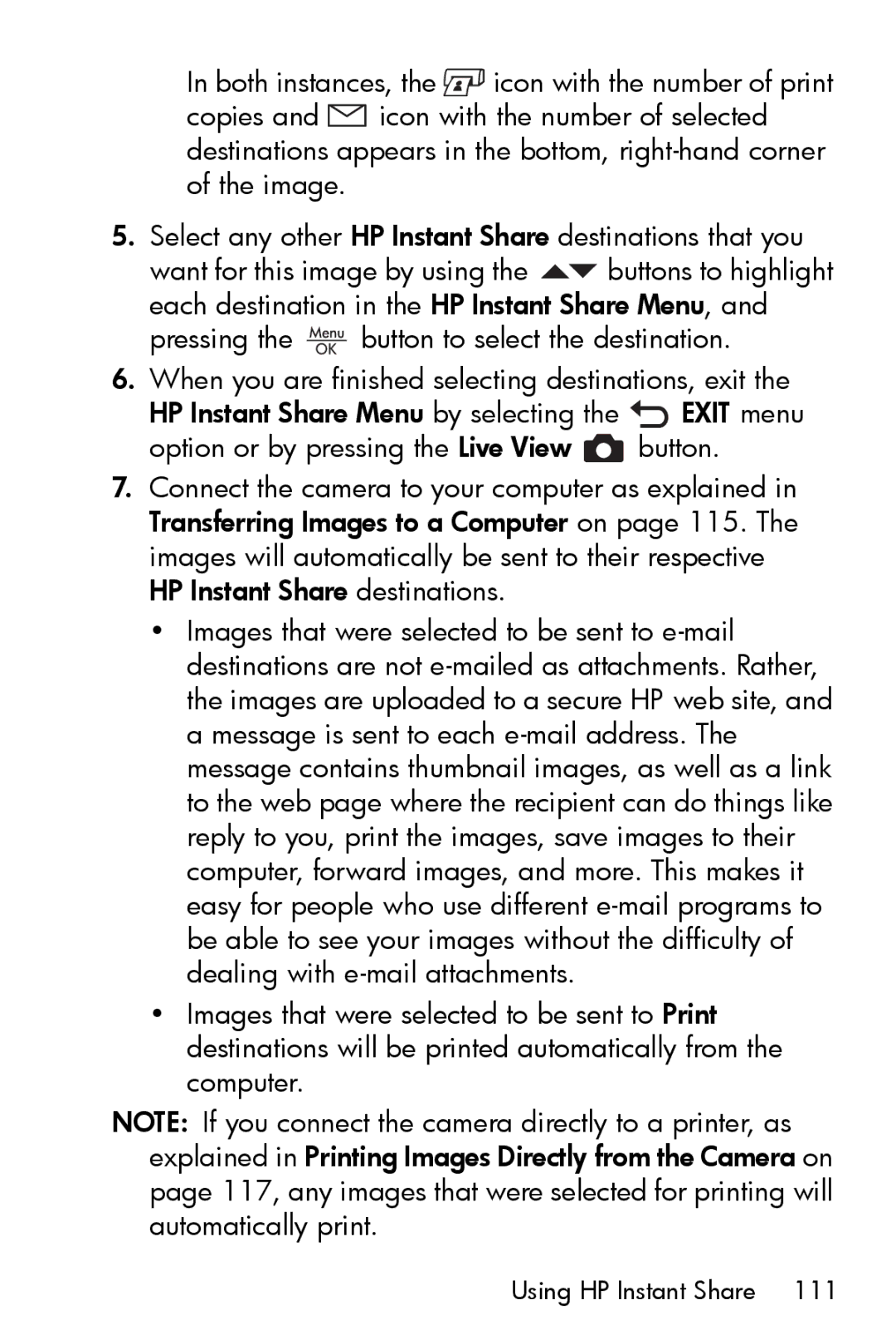 HP R717 manual Using HP Instant Share 