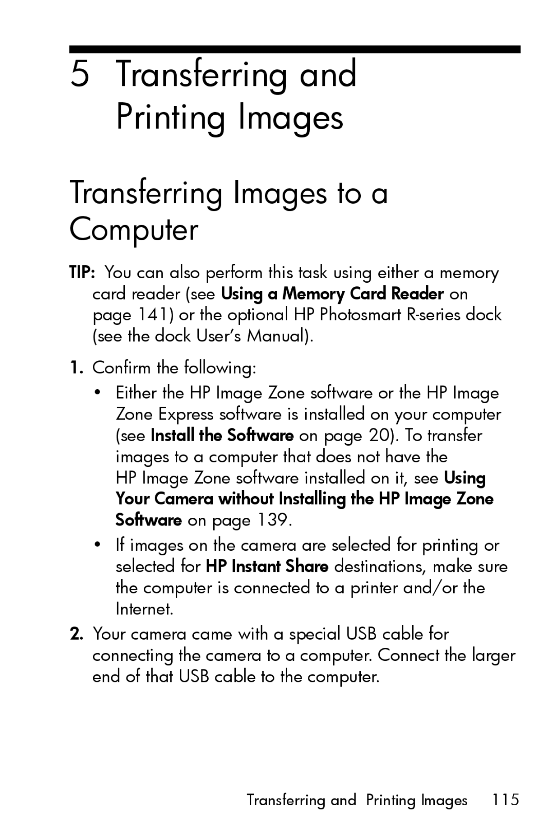 HP R717 manual Transferring and Printing Images, Transferring Images to a Computer 