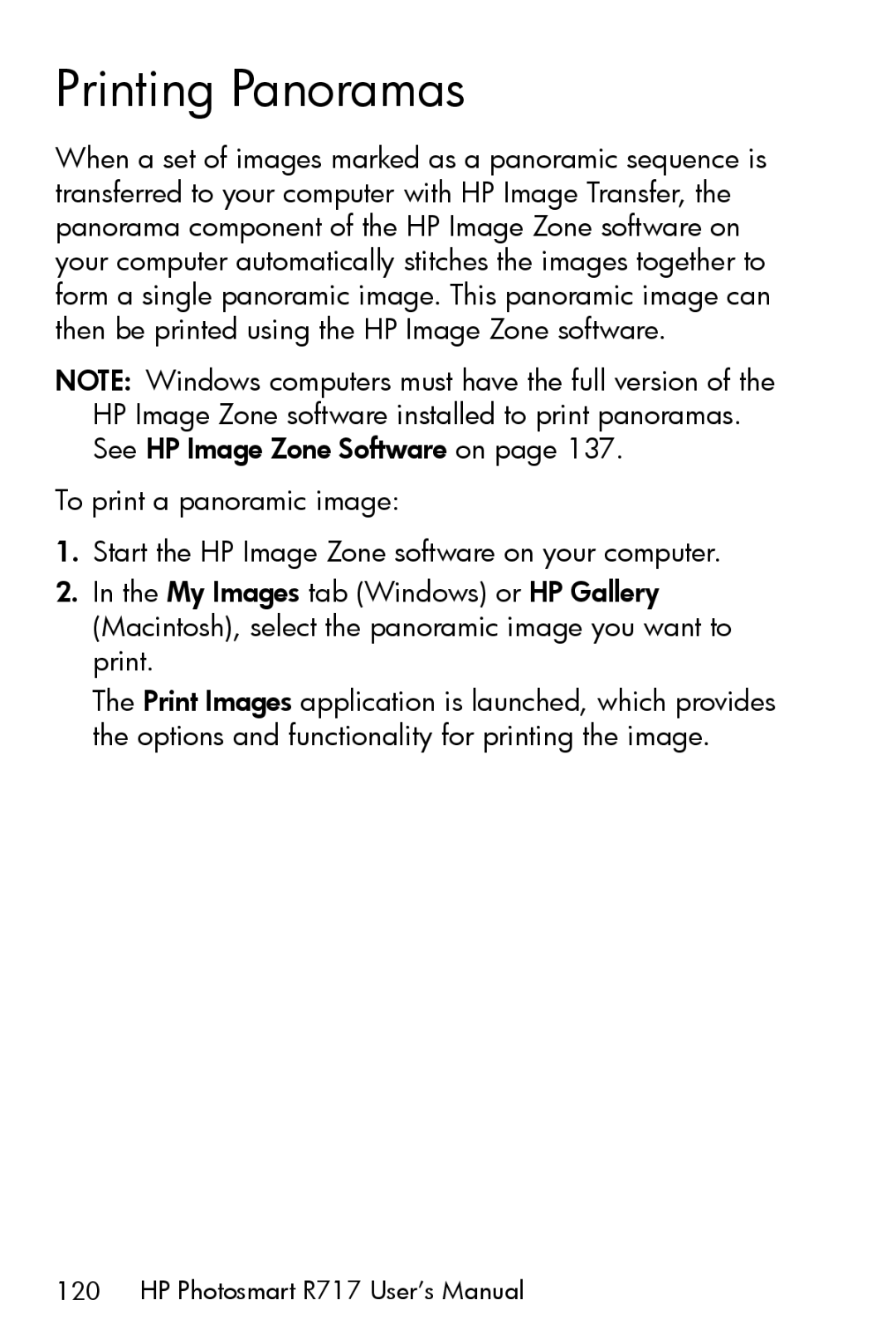 HP R717 manual Printing Panoramas 