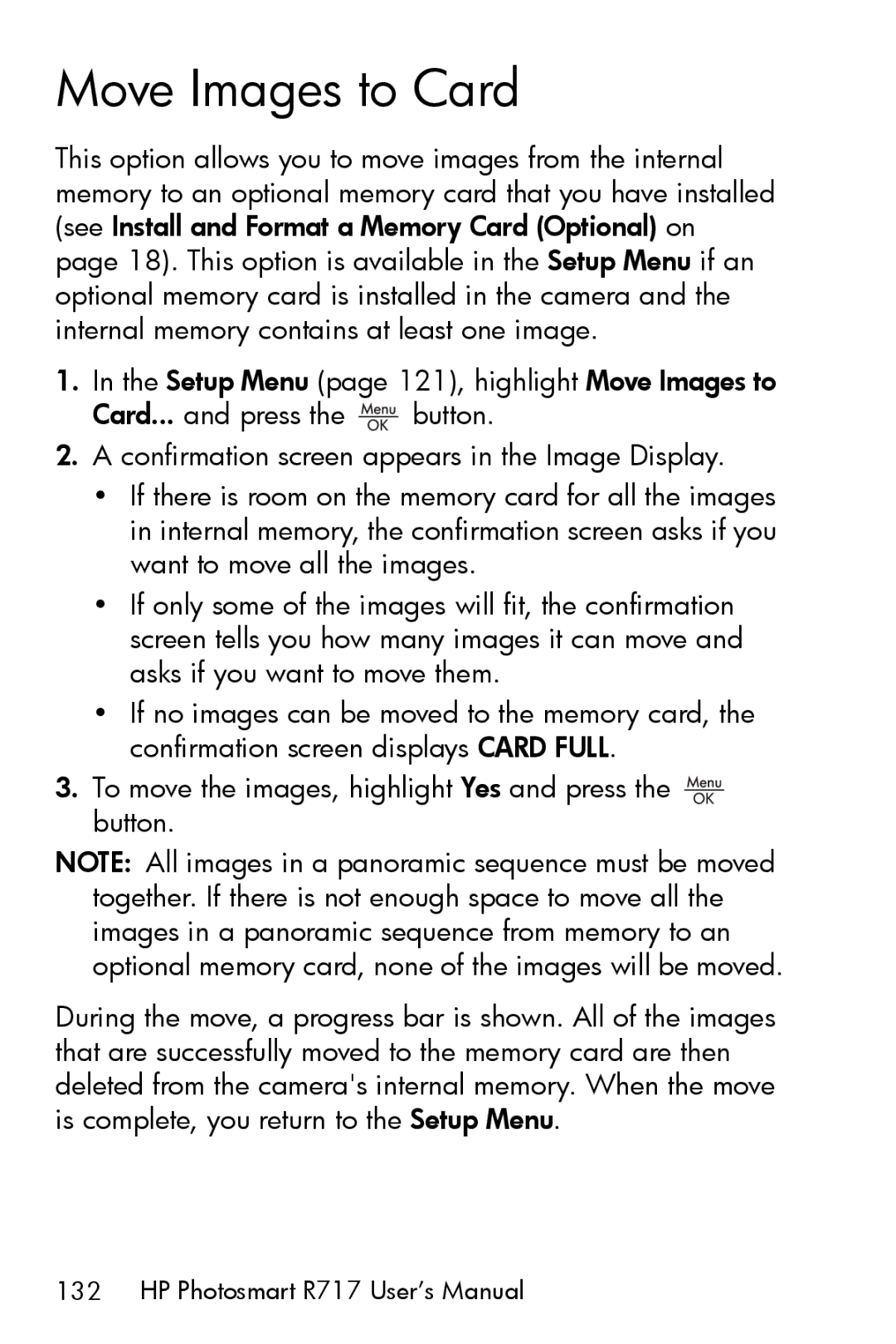 HP R717 manual Move Images to Card 