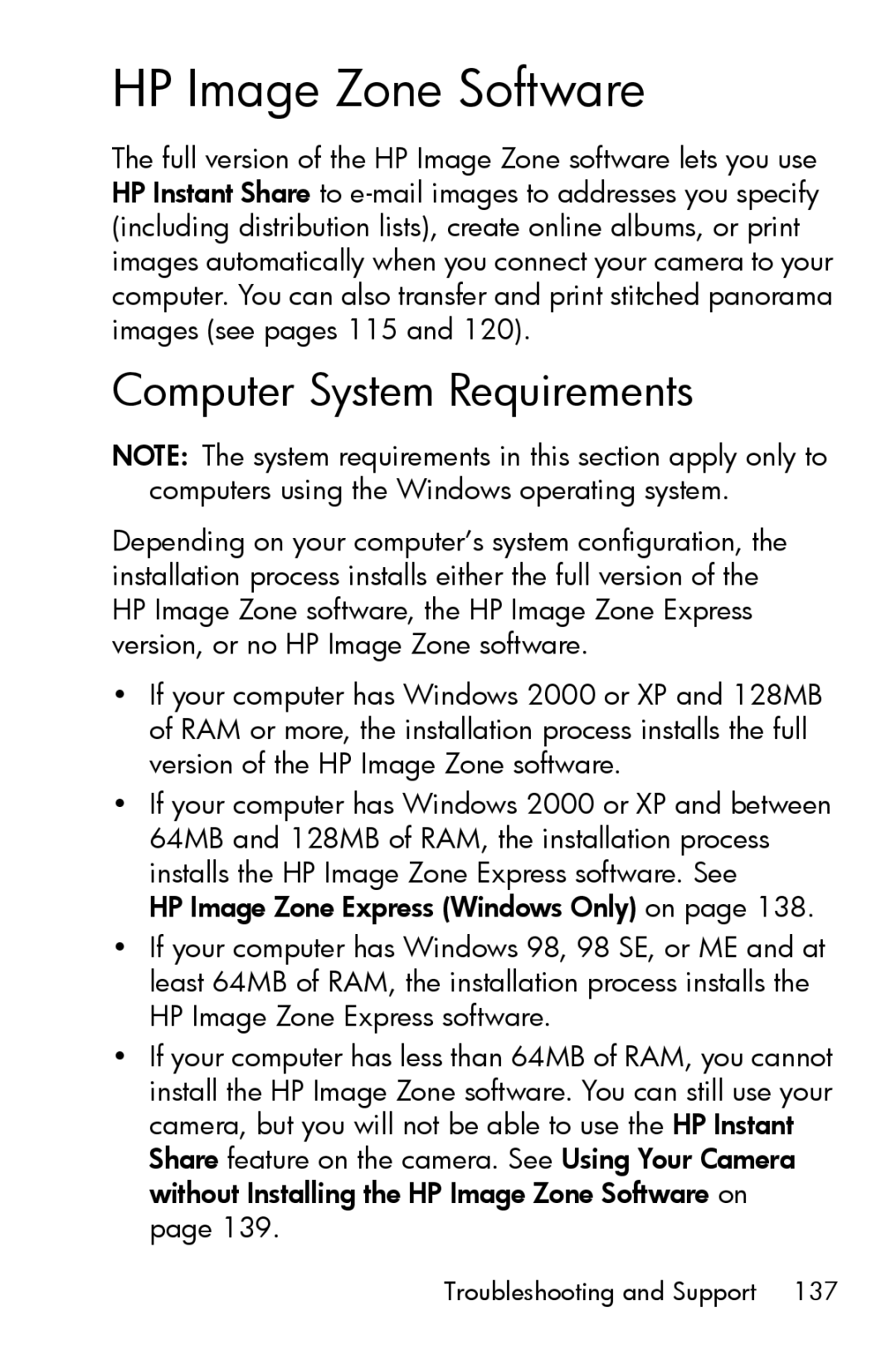 HP R717 manual HP Image Zone Software, Computer System Requirements 