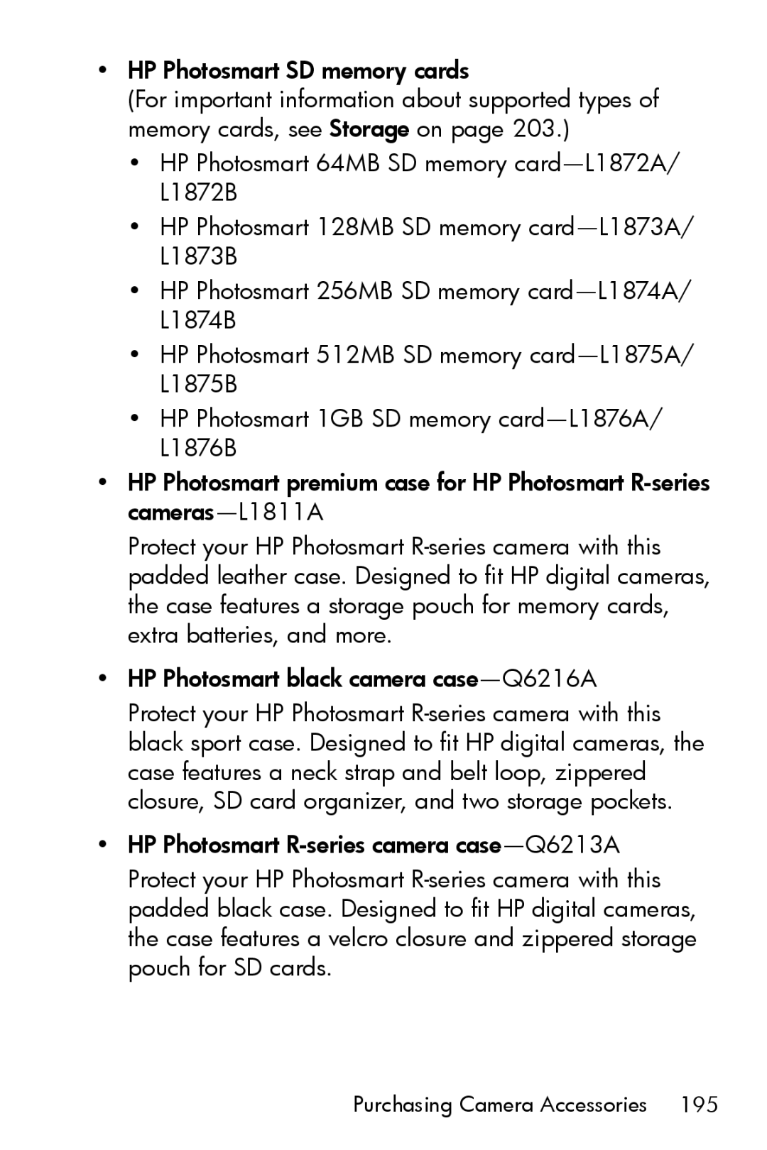 HP R717 manual Purchasing Camera Accessories 