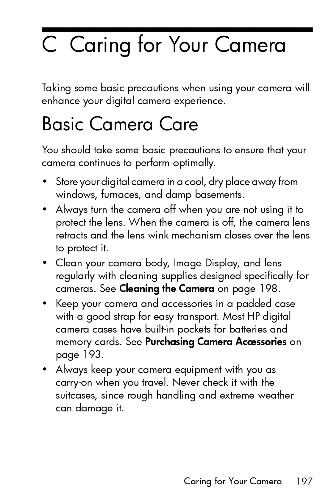 HP R717 manual Caring for Your Camera, Basic Camera Care 