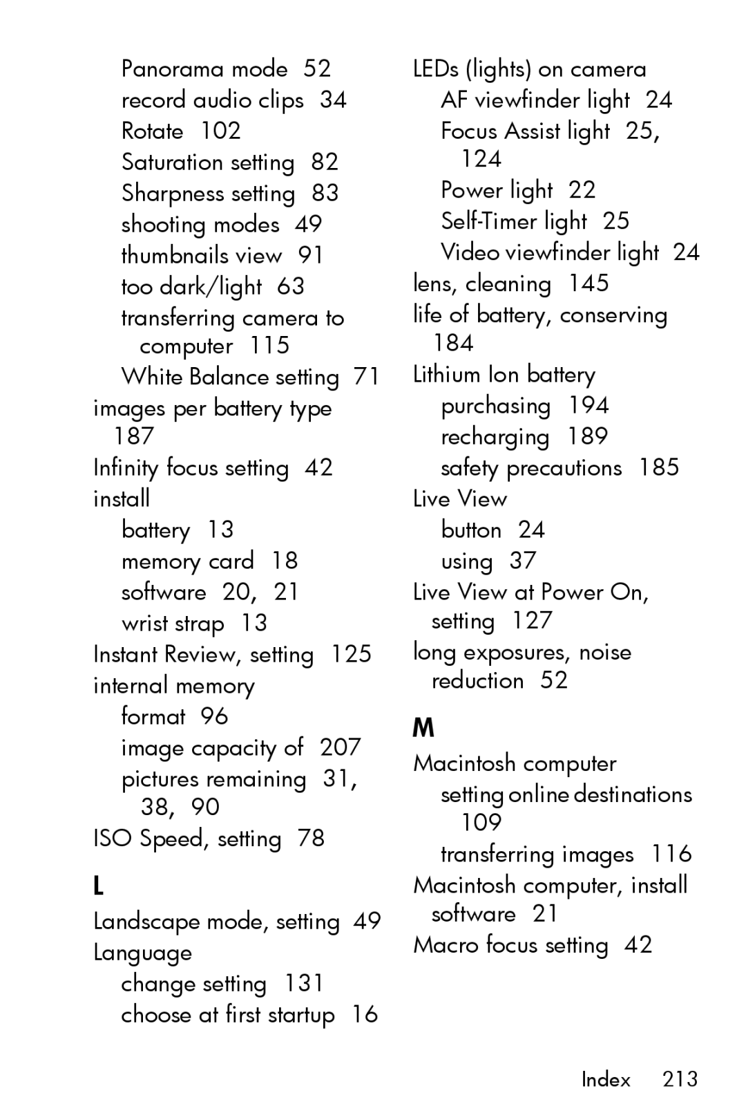 HP R717 manual LEDs lights on camera 