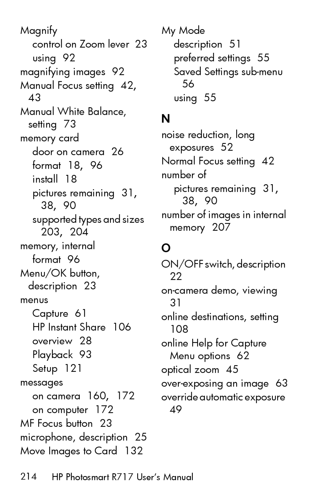 HP R717 manual Memory, internal format 