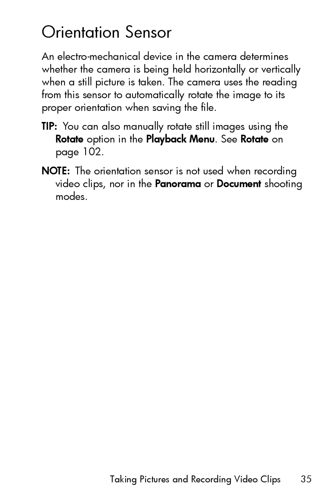 HP R717 manual Orientation Sensor 