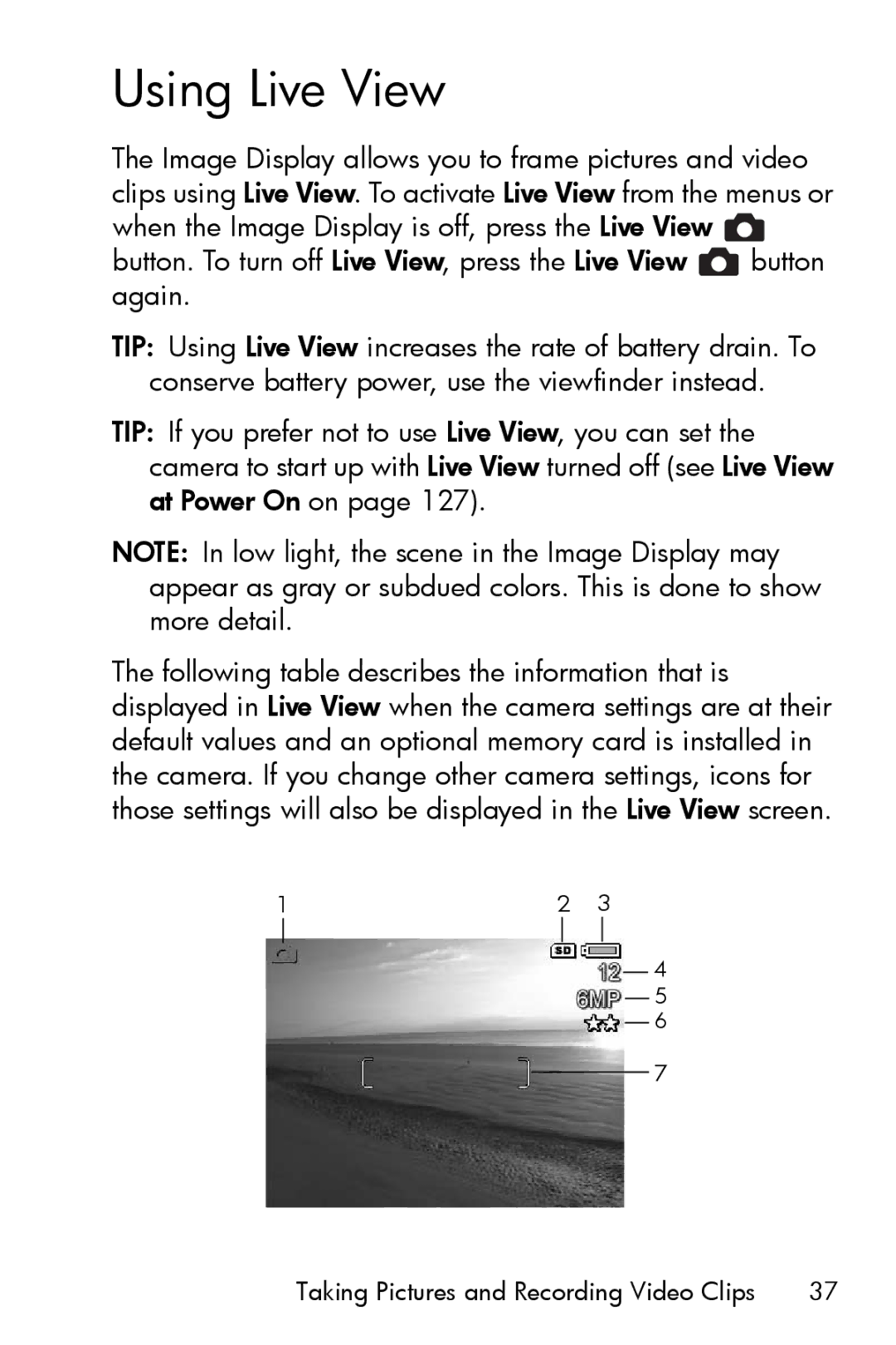 HP R717 manual Using Live View 