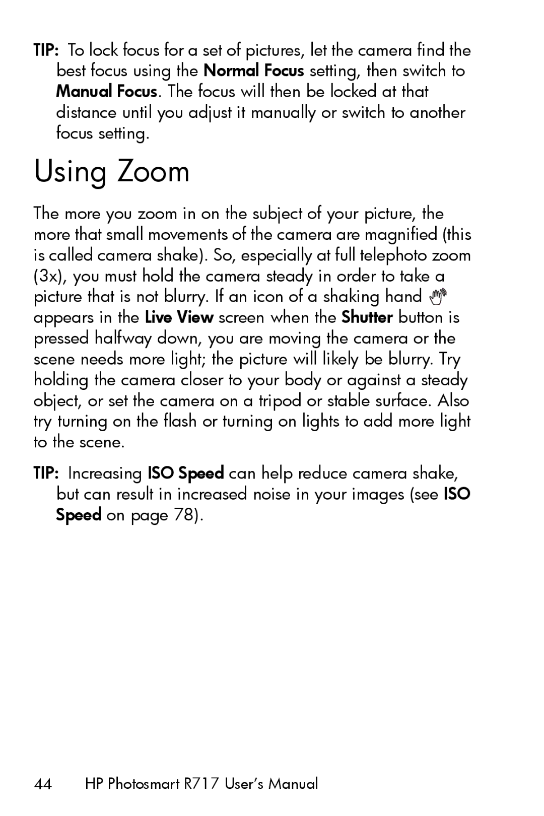 HP R717 manual Using Zoom 