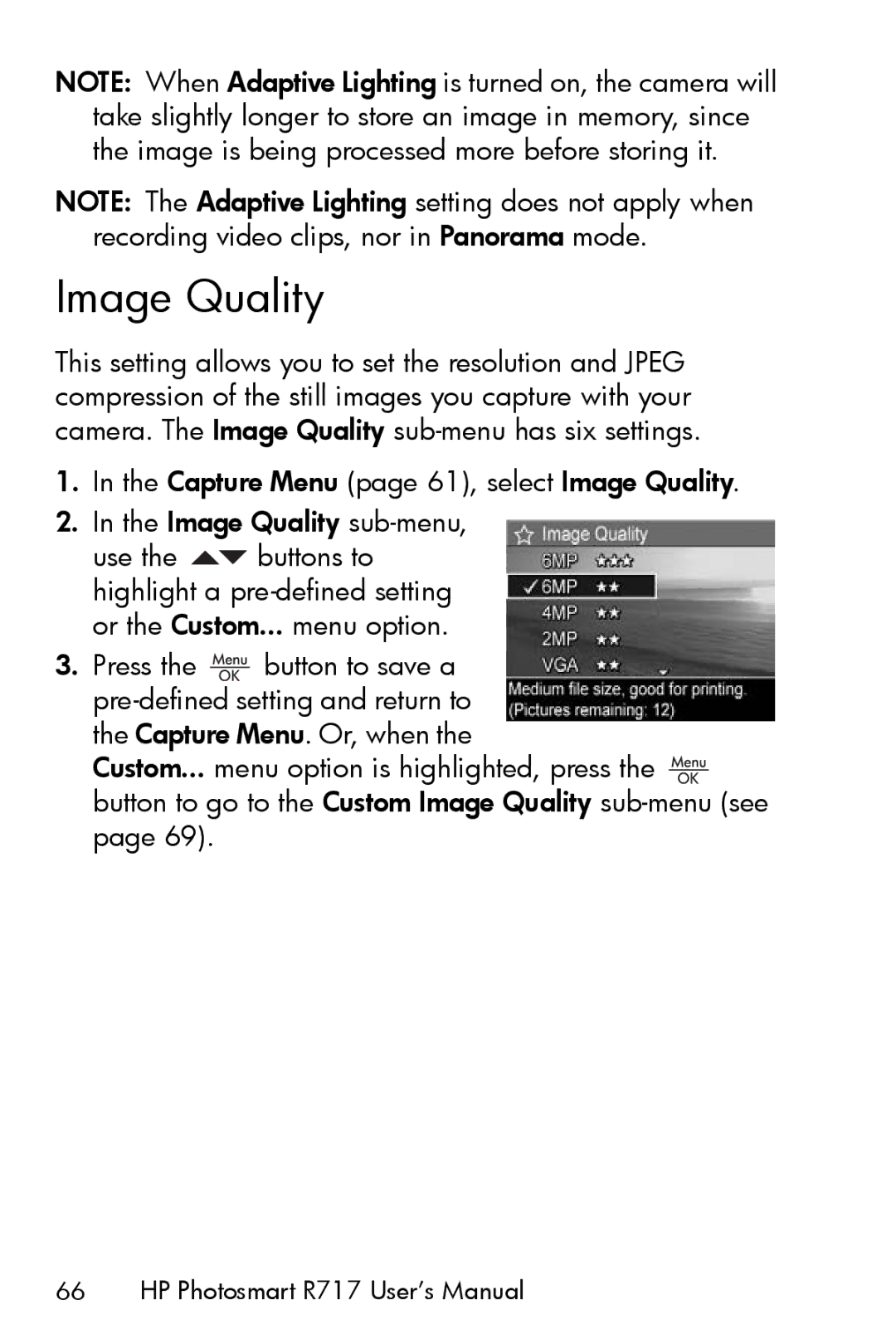 HP R717 manual Image Quality 