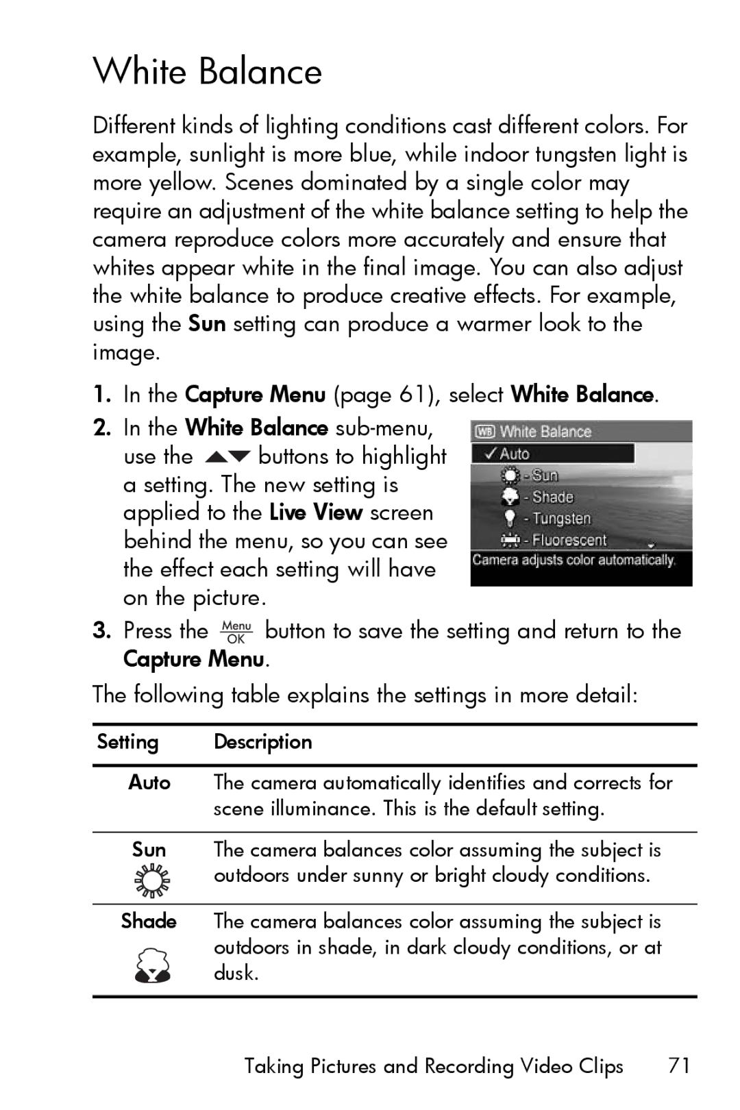 HP R717 manual White Balance 