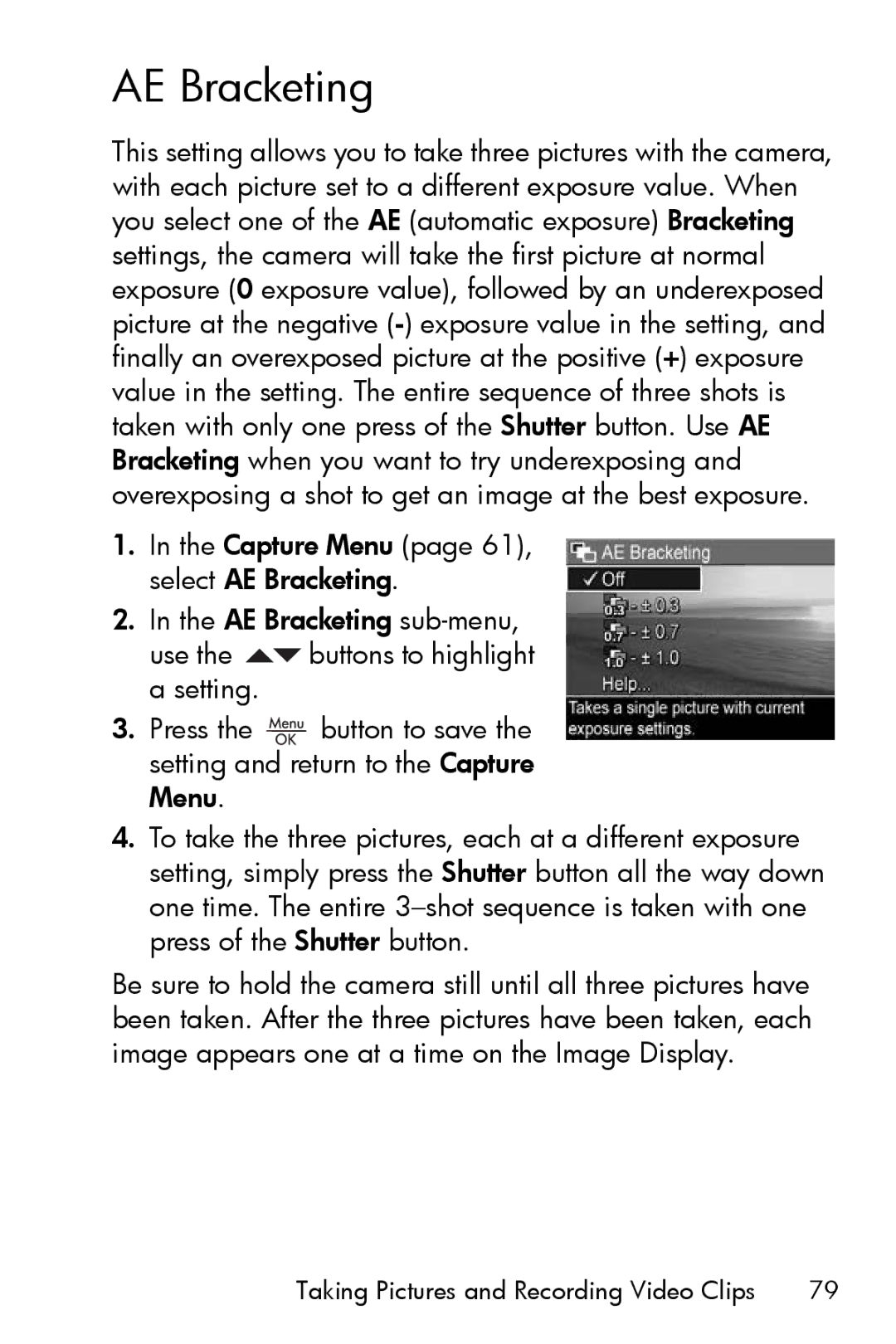 HP R717 manual AE Bracketing 