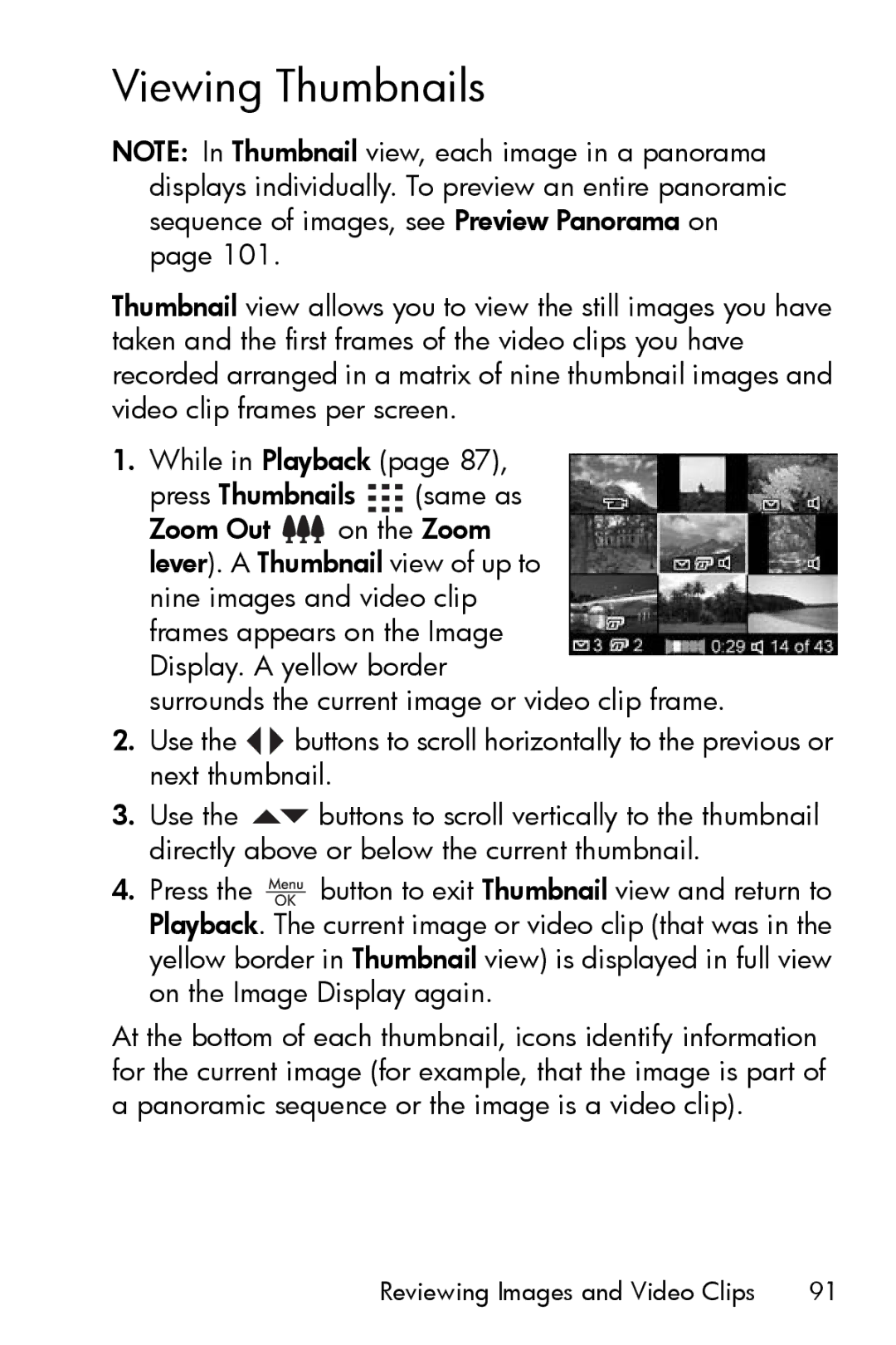 HP R717 manual Viewing Thumbnails 