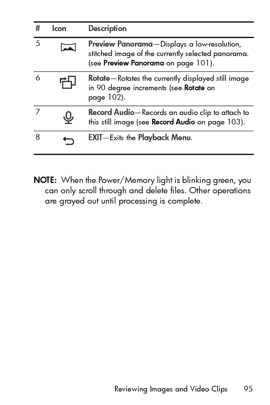 HP R717 manual EXIT-Exits the Playback Menu 