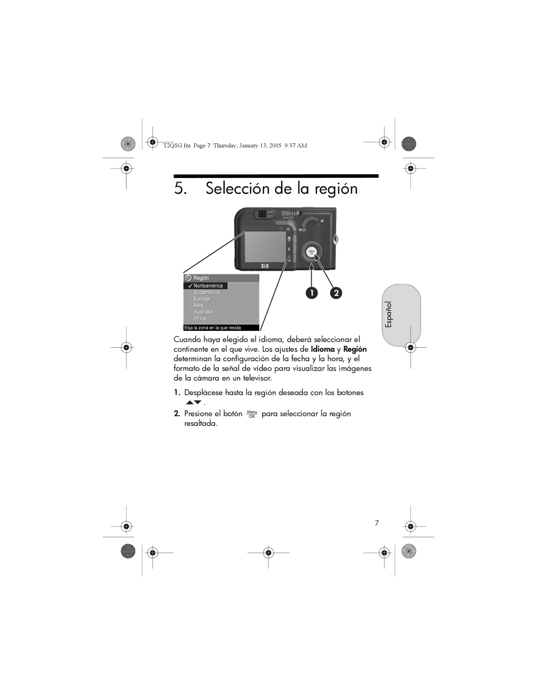 HP R717 manual Selección de la región 