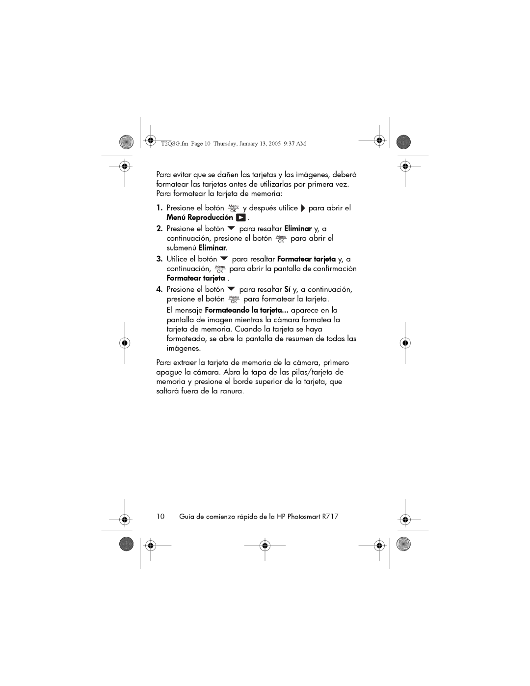 HP manual 10 Guía de comienzo rápido de la HP Photosmart R717 