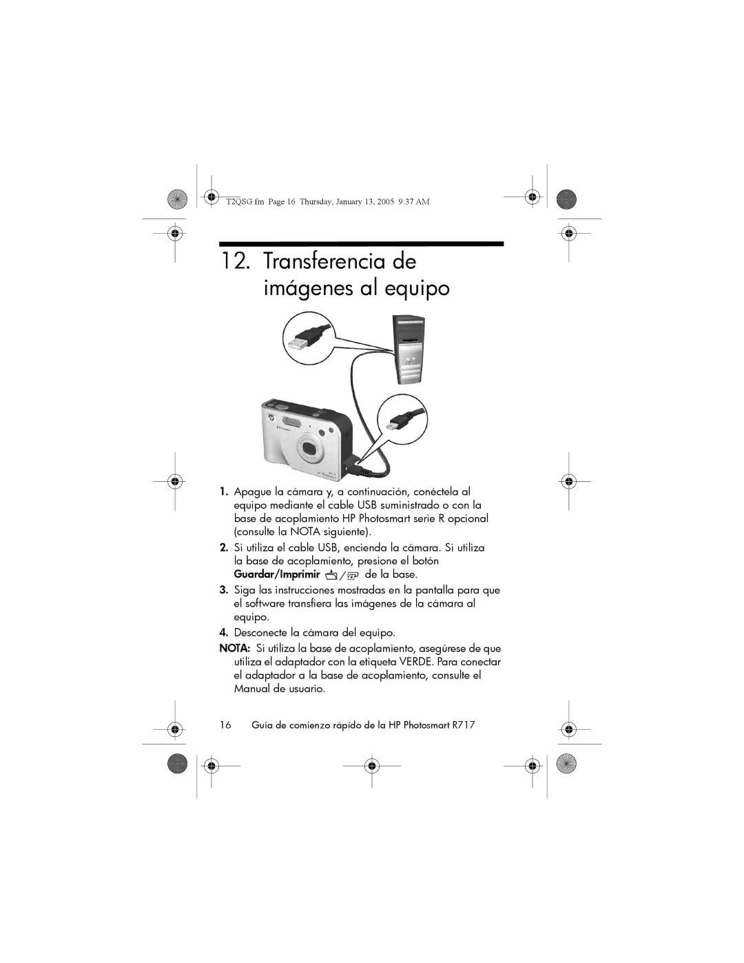 HP R717 manual Transferencia de imágenes al equipo 