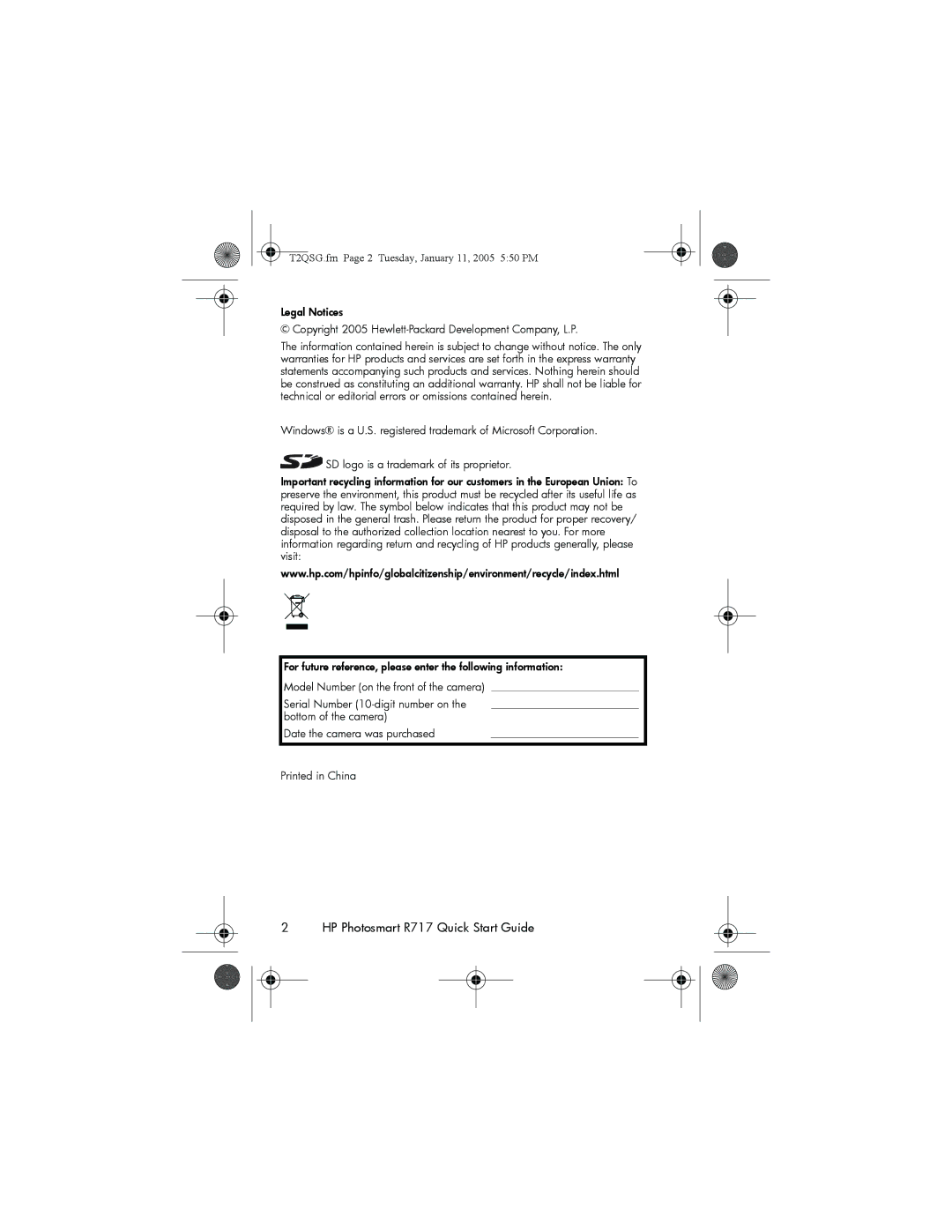 HP manual HP Photosmart R717 Quick Start Guide 