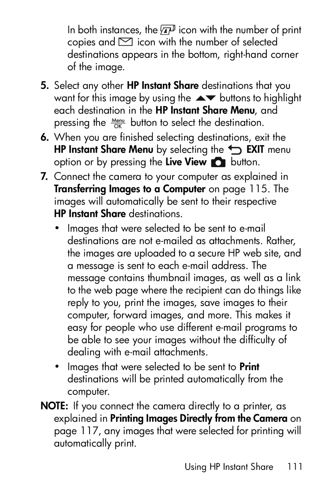 HP R717 manual Using HP Instant Share 