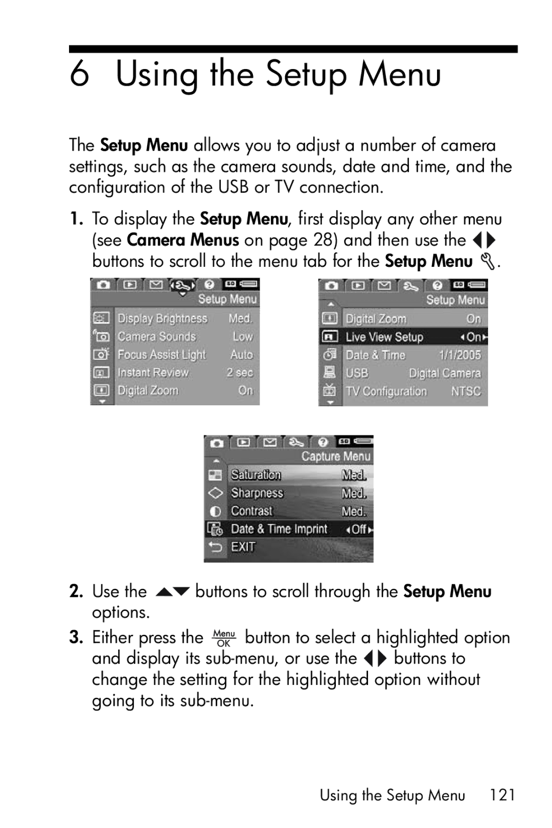 HP R717 manual Using the Setup Menu 