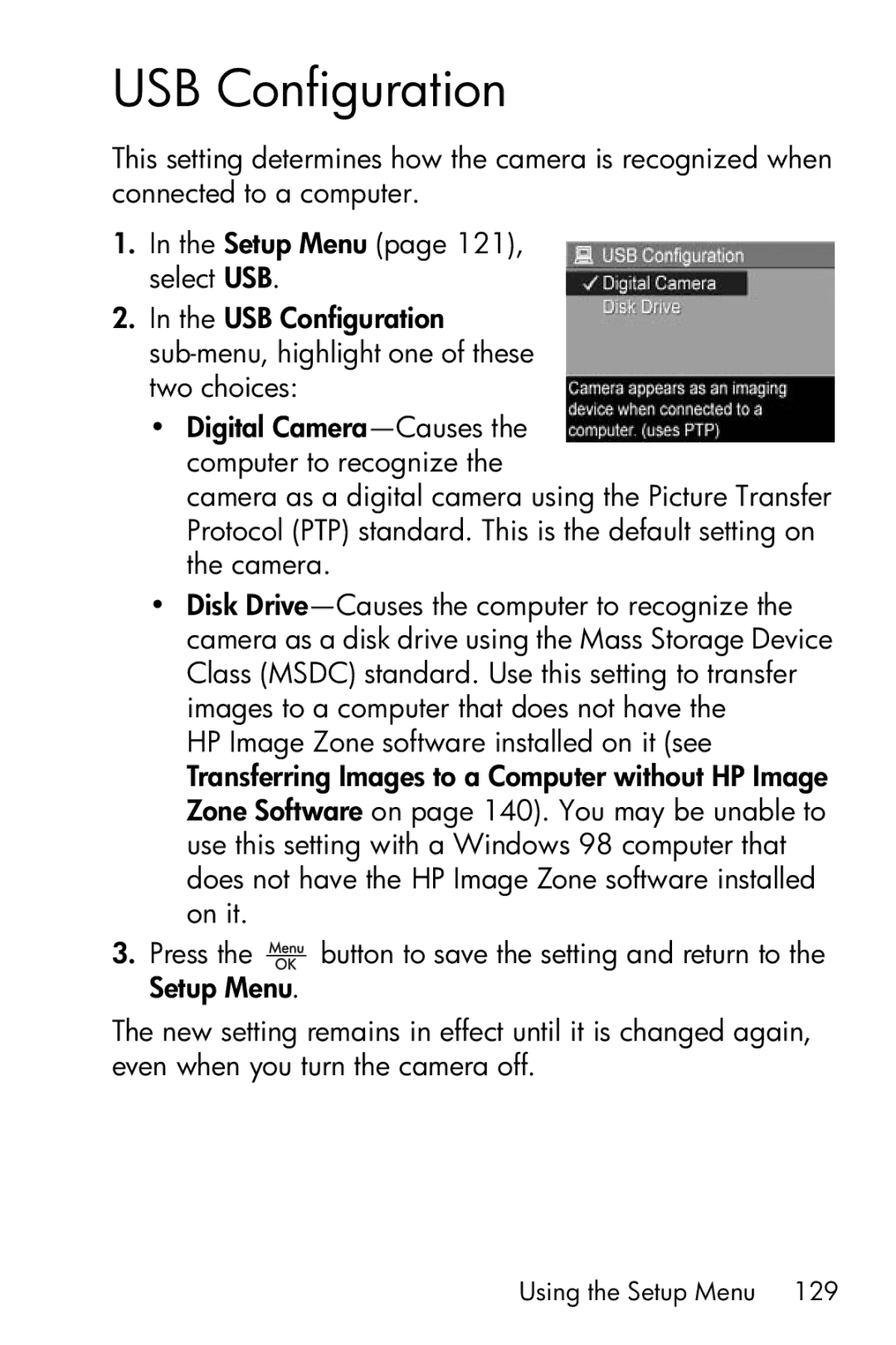 HP R717 manual USB Configuration 