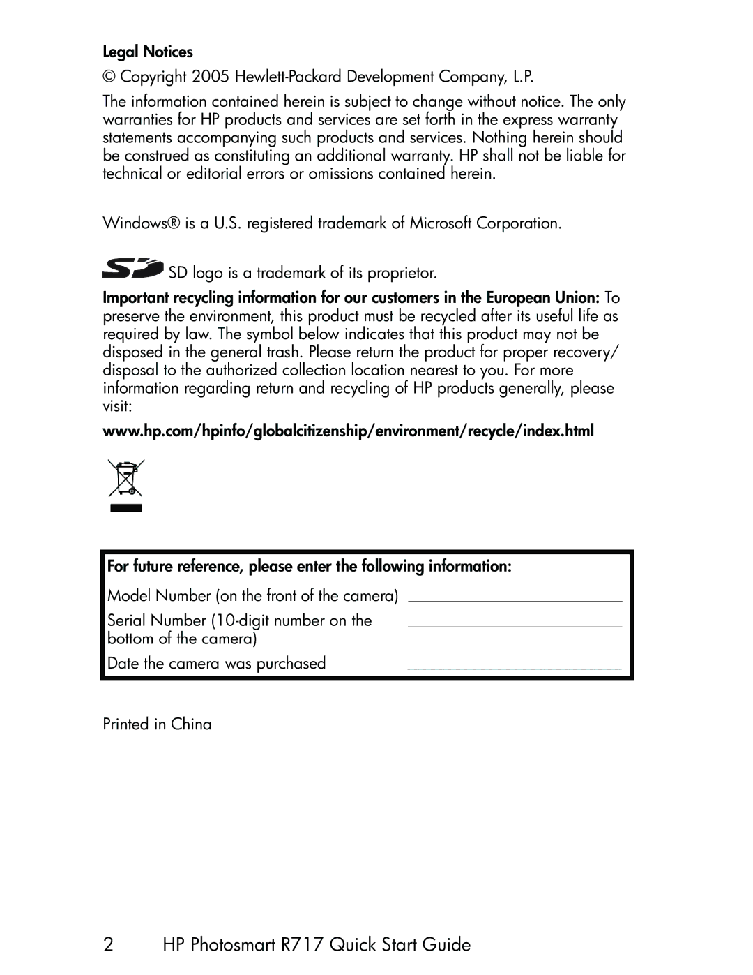 HP manual HP Photosmart R717 Quick Start Guide 