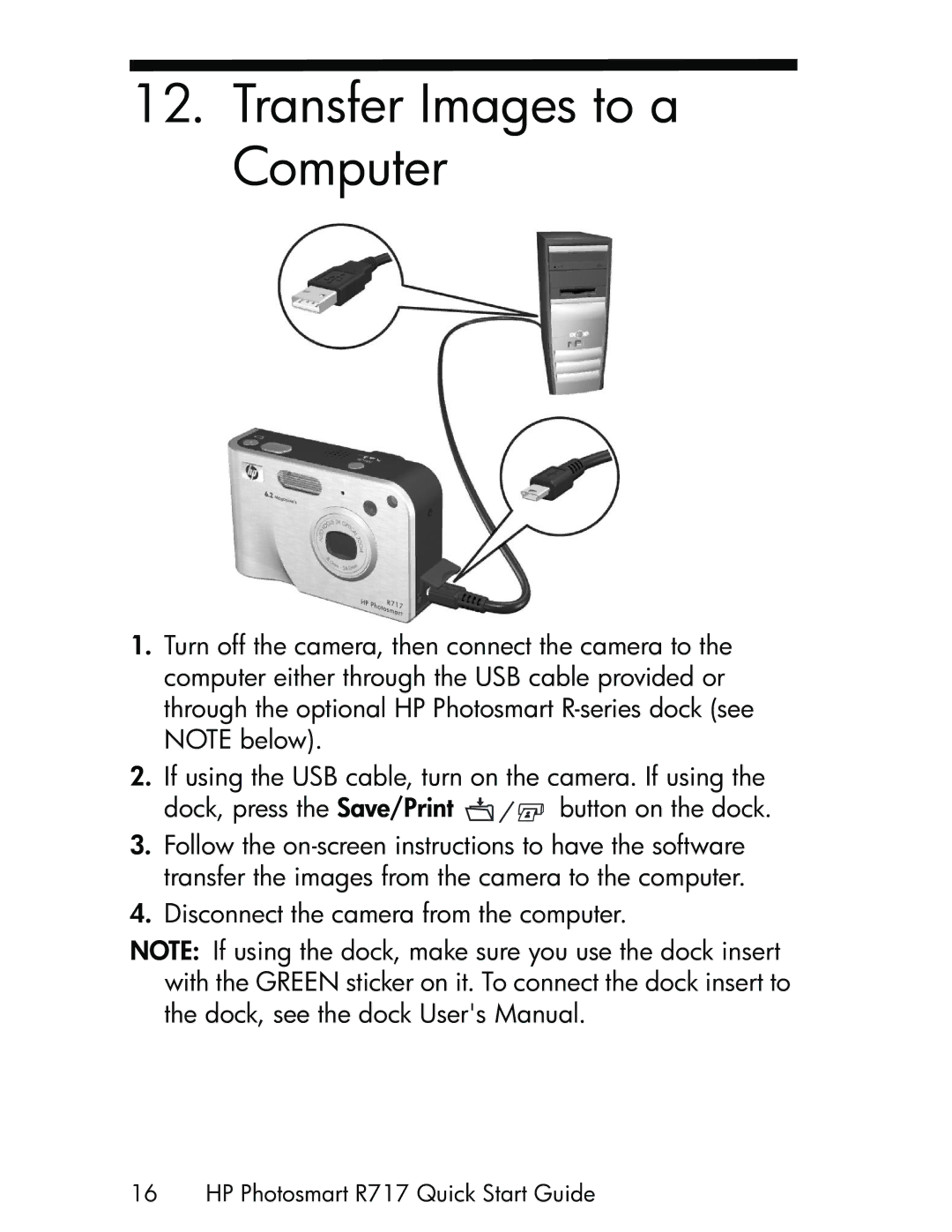 HP R717 manual Transfer Images to a Computer 