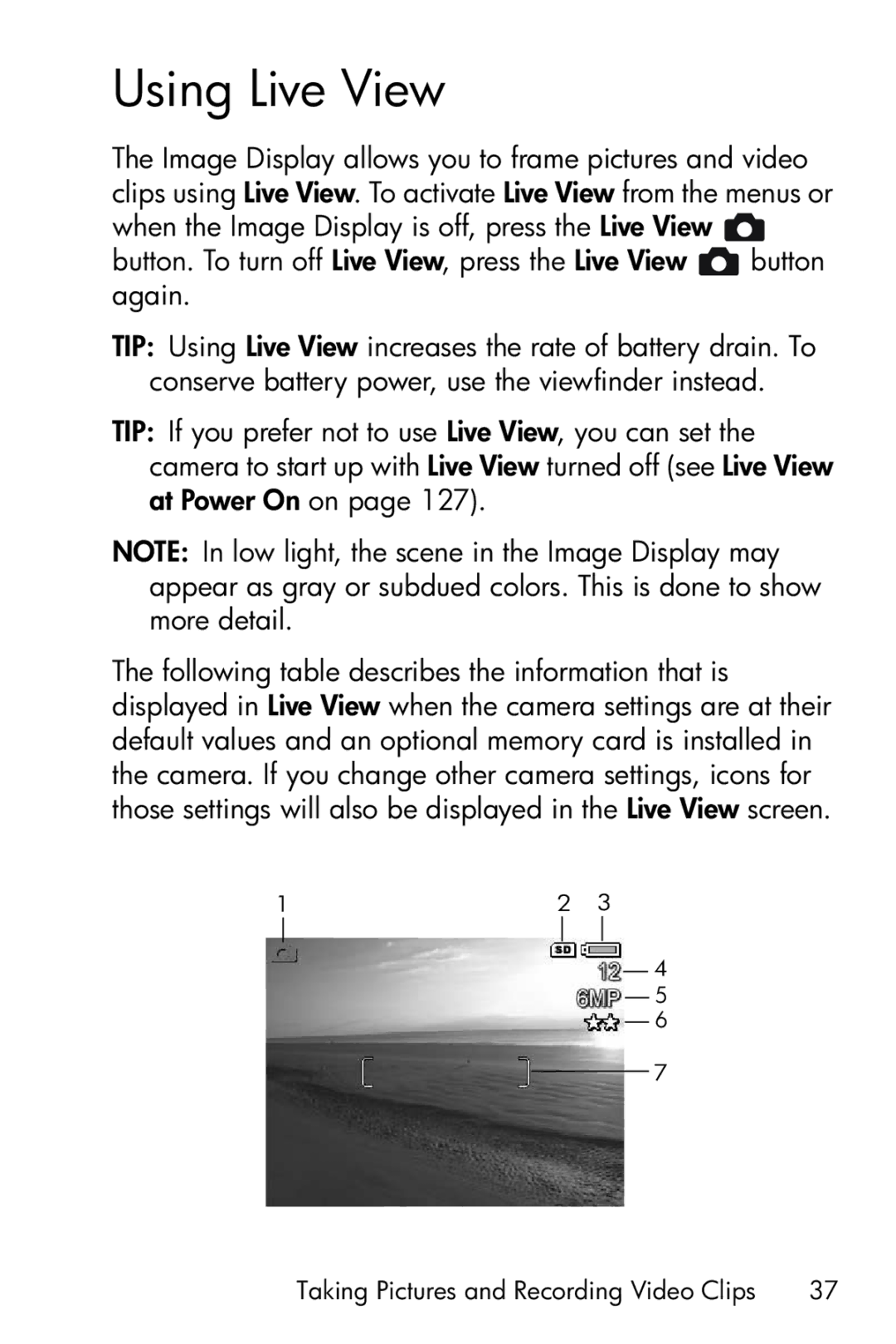 HP R717 manual Using Live View 