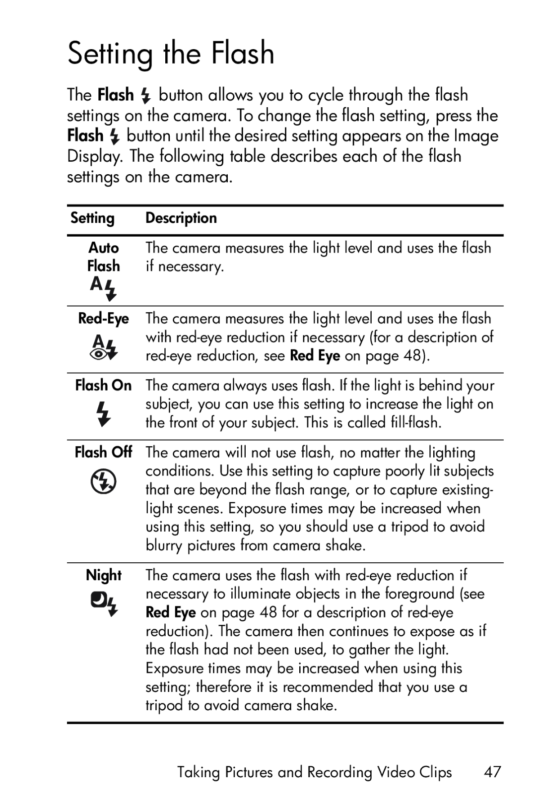 HP R717 manual Setting the Flash 